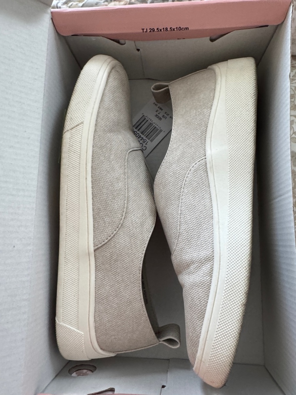 Kenzie ladies slip-On Canvas Sneakers in Beige size 7.5
